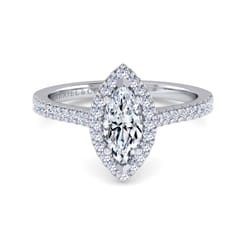 Carly - 14K White Gold Marquise Shape Halo Diamond Engagement Ring