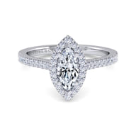 Carly - 14K White Gold Marquise Shape Halo Diamond Engagement Ring