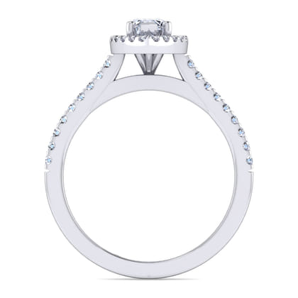 Carly - 14K White Gold Marquise Shape Halo Diamond Engagement Ring