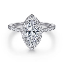 Carly - 14K White Gold Marquise Shape Halo Diamond Engagement Ring