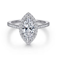 Carly - 14K White Gold Marquise Shape Halo Diamond Engagement Ring