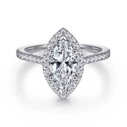 Carly - 14K White Gold Marquise Shape Halo Diamond Engagement Ring