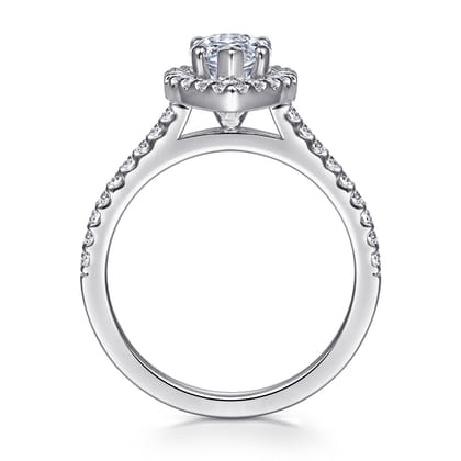Carly - 14K White Gold Marquise Shape Halo Diamond Engagement Ring