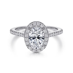 14K White Gold Oval Halo Diamond Engagement Ring