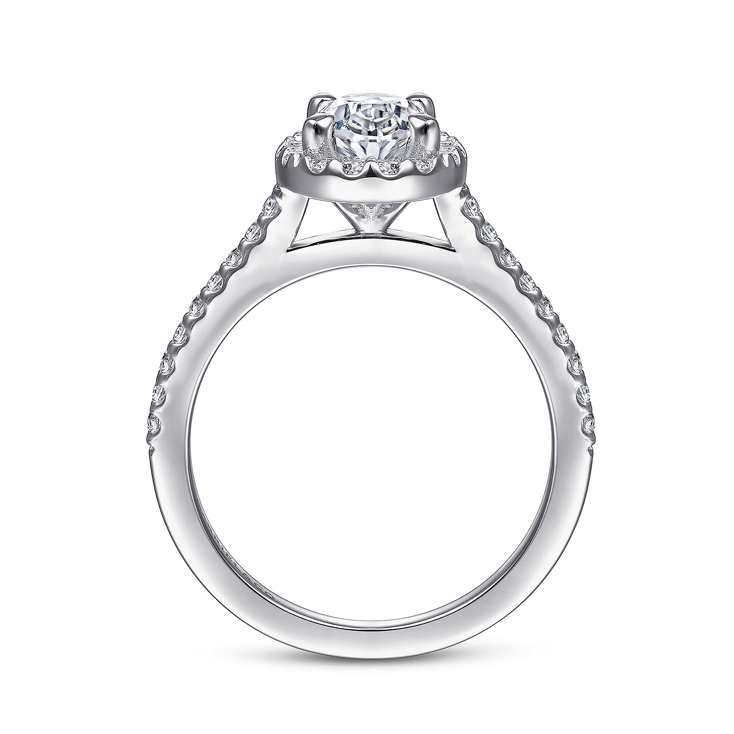 Carly - 14K White Gold Oval Halo Diamond Engagement Ring - 0.28 ct - Shot 2