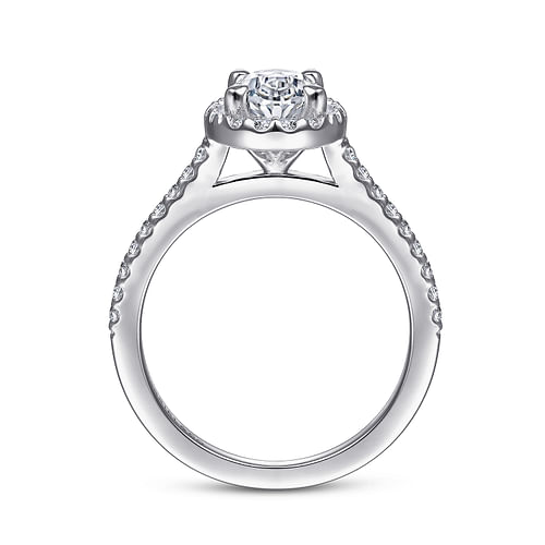 Carly - 14K White Gold Oval Halo Diamond Engagement Ring - 0.28 ct - Shot 2