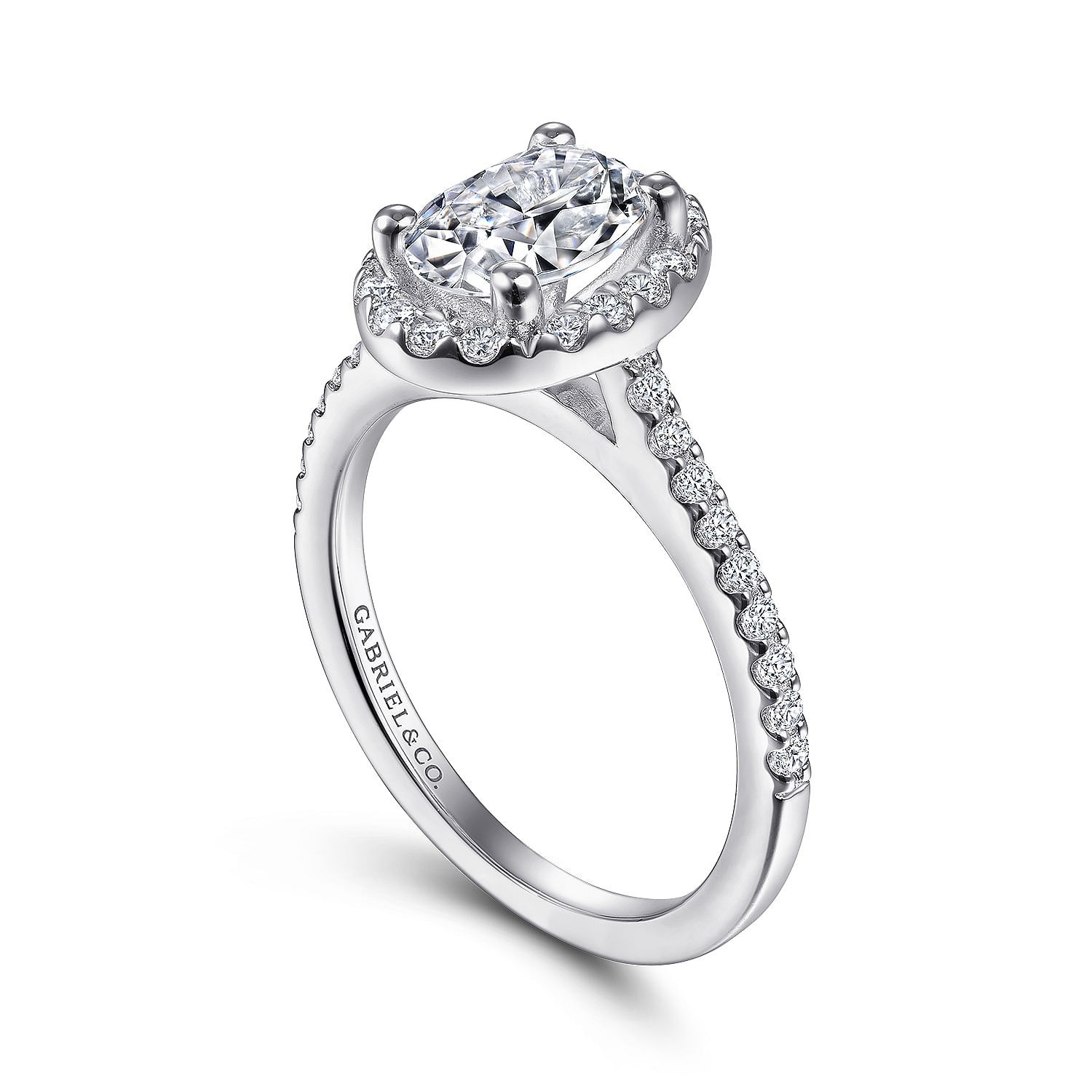 Carly - 14K White Gold Oval Halo Diamond Engagement Ring - 0.28 ct - Shot 3