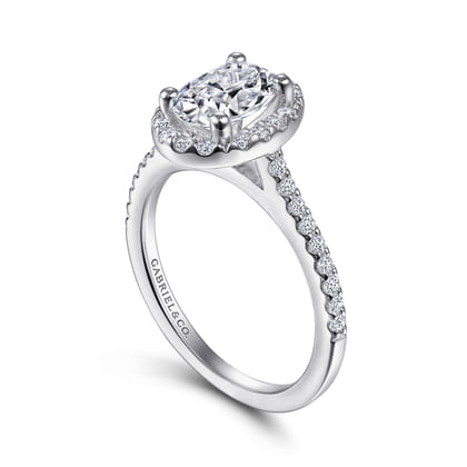 Carly - 14K White Gold Oval Halo Diamond Engagement Ring