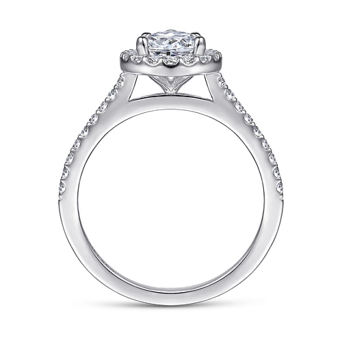 Carly - 14K White Gold Pear Shape Halo Diamond Engagement Ring - 0.31 ct - Shot 2