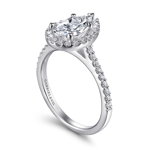 Carly - 14K White Gold Pear Shape Halo Diamond Engagement Ring - 0.31 ct - Shot 3