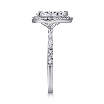 Carly - 14K White Gold Pear Shape Halo Diamond Engagement Ring