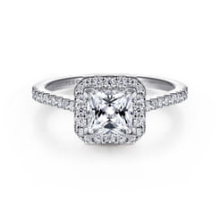 Carly - 14K White Gold Princess Halo Diamond Engagement Ring