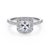 Carly - 14K White Gold Princess Halo Diamond Engagement Ring
