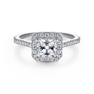 Carly - 14K White Gold Princess Halo Diamond Engagement Ring
