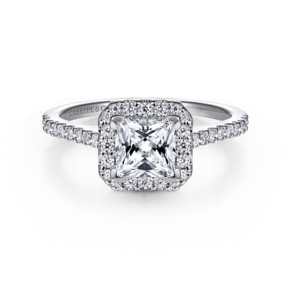 Carly - 14K White Gold Princess Halo Diamond Engagement Ring