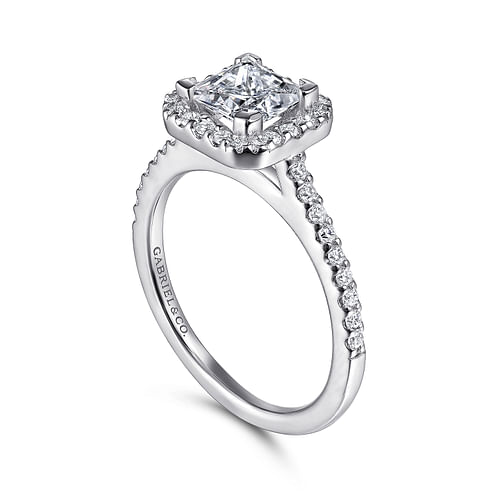 Carly - 14K White Gold Princess Halo Diamond Engagement Ring - 0.28 ct - Shot 3