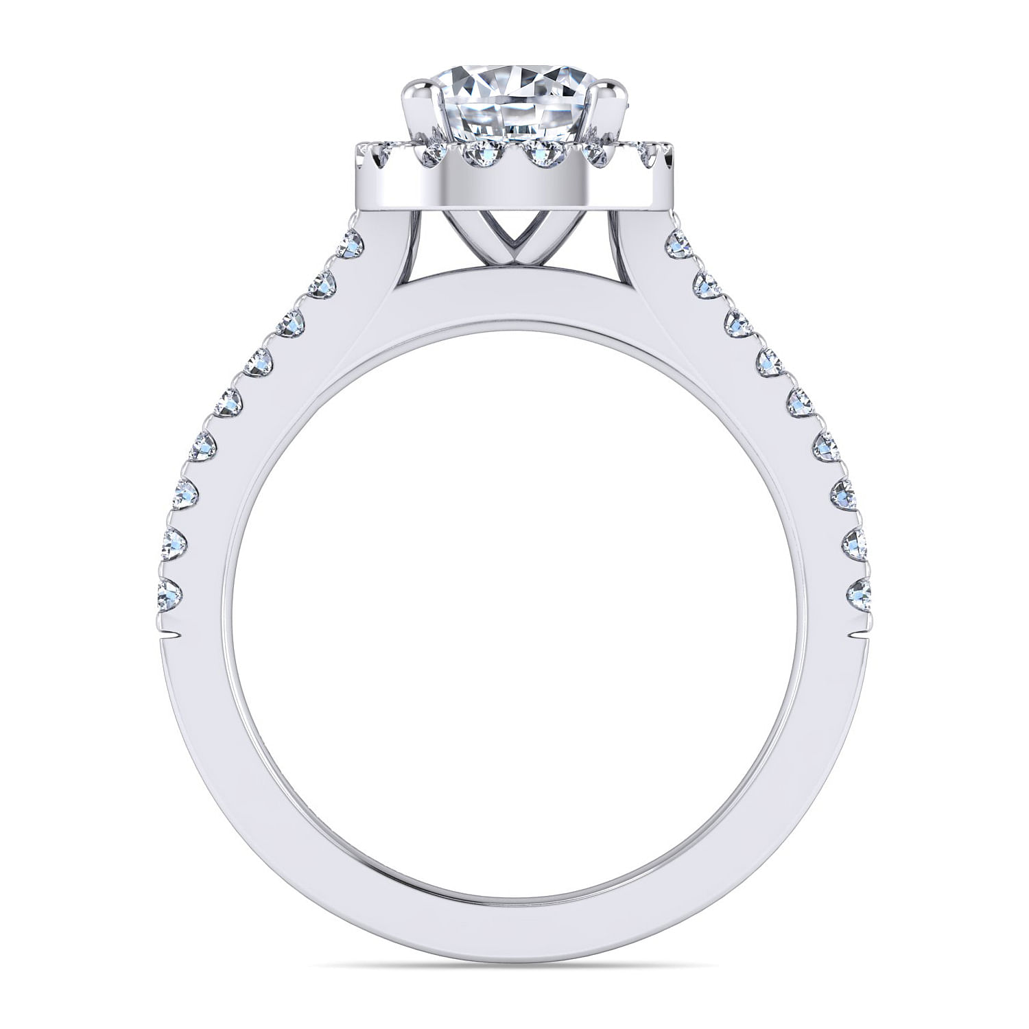 Carly - 14K White Gold Round Halo Diamond Engagement Ring - 0.28 ct - Shot 2