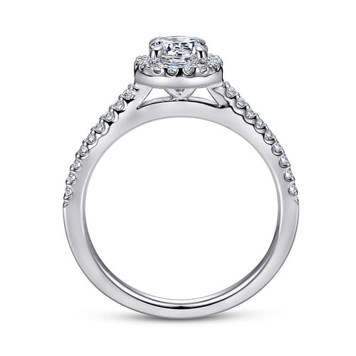 Carly - 14K White Gold Round Halo Diamond Engagement Ring - 0.18 ct - Shot 2