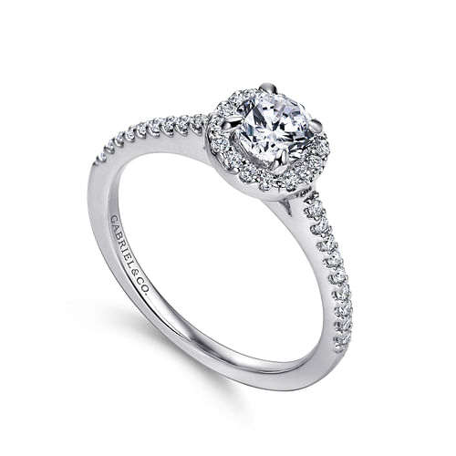 Carly - 14K White Gold Round Halo Diamond Engagement Ring - 0.18 ct - Shot 3