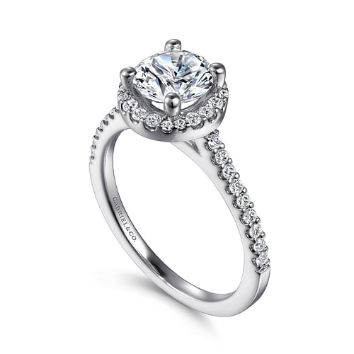 Carly - 14K White Gold Round Halo Diamond Engagement Ring - 0.27 ct - Shot 3