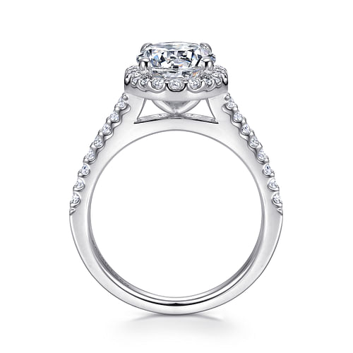 Carly - 14K White Gold Round Halo Diamond Engagement Ring - 0.33 ct - Shot 2