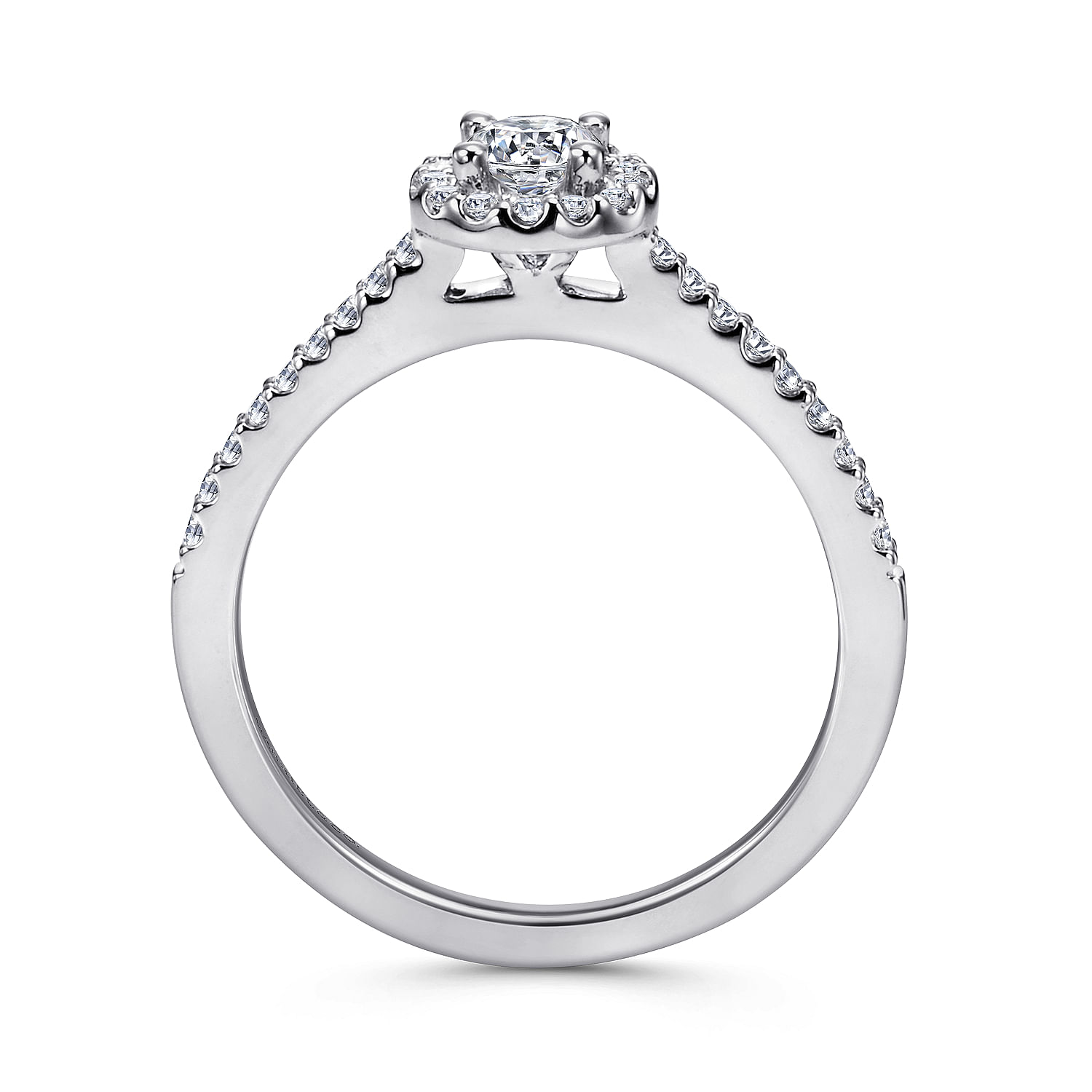 Carly - 14K White Gold Round Halo Diamond Engagement Ring - 0.19 ct - Shot 2