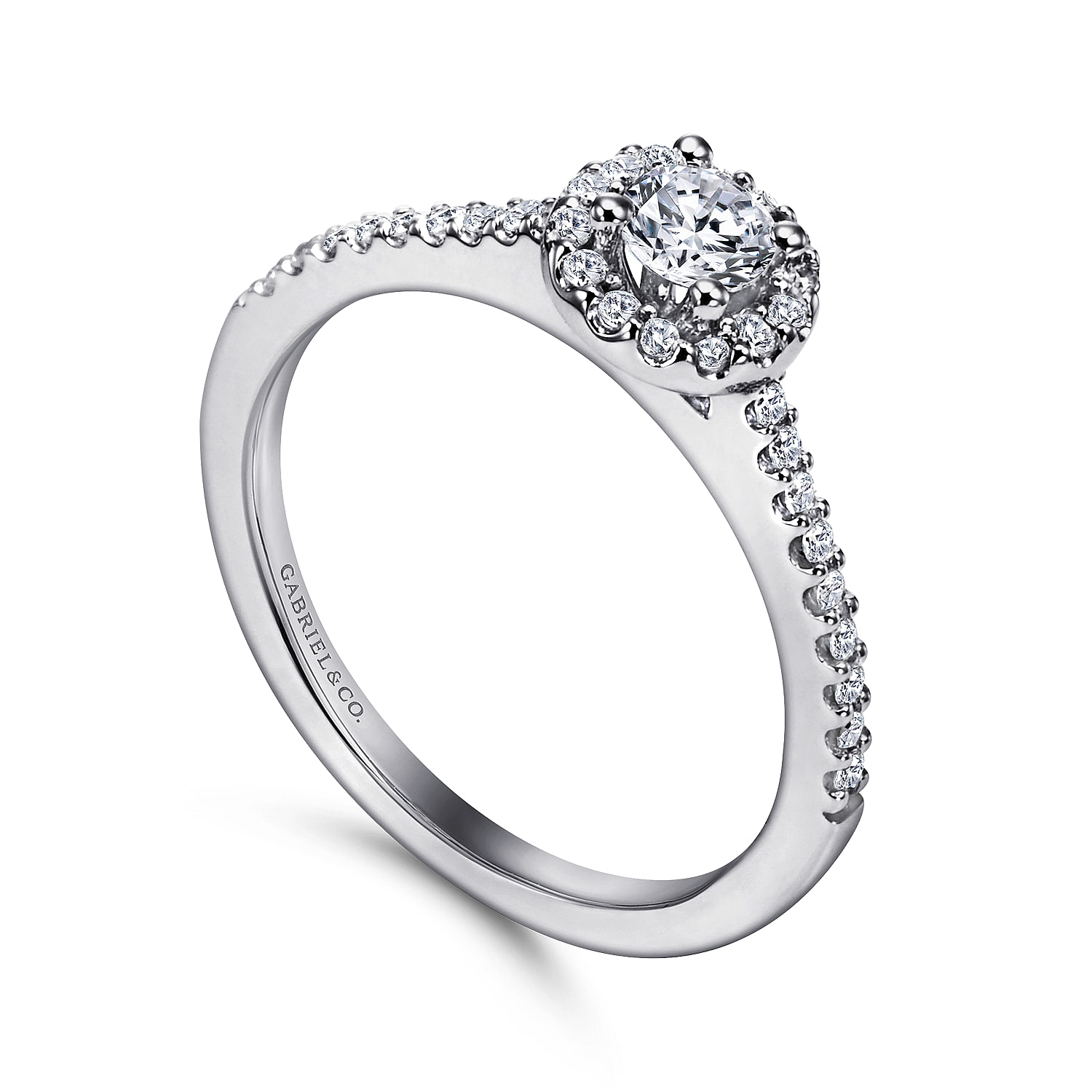 Carly - 14K White Gold Round Halo Diamond Engagement Ring - 0.19 ct - Shot 3