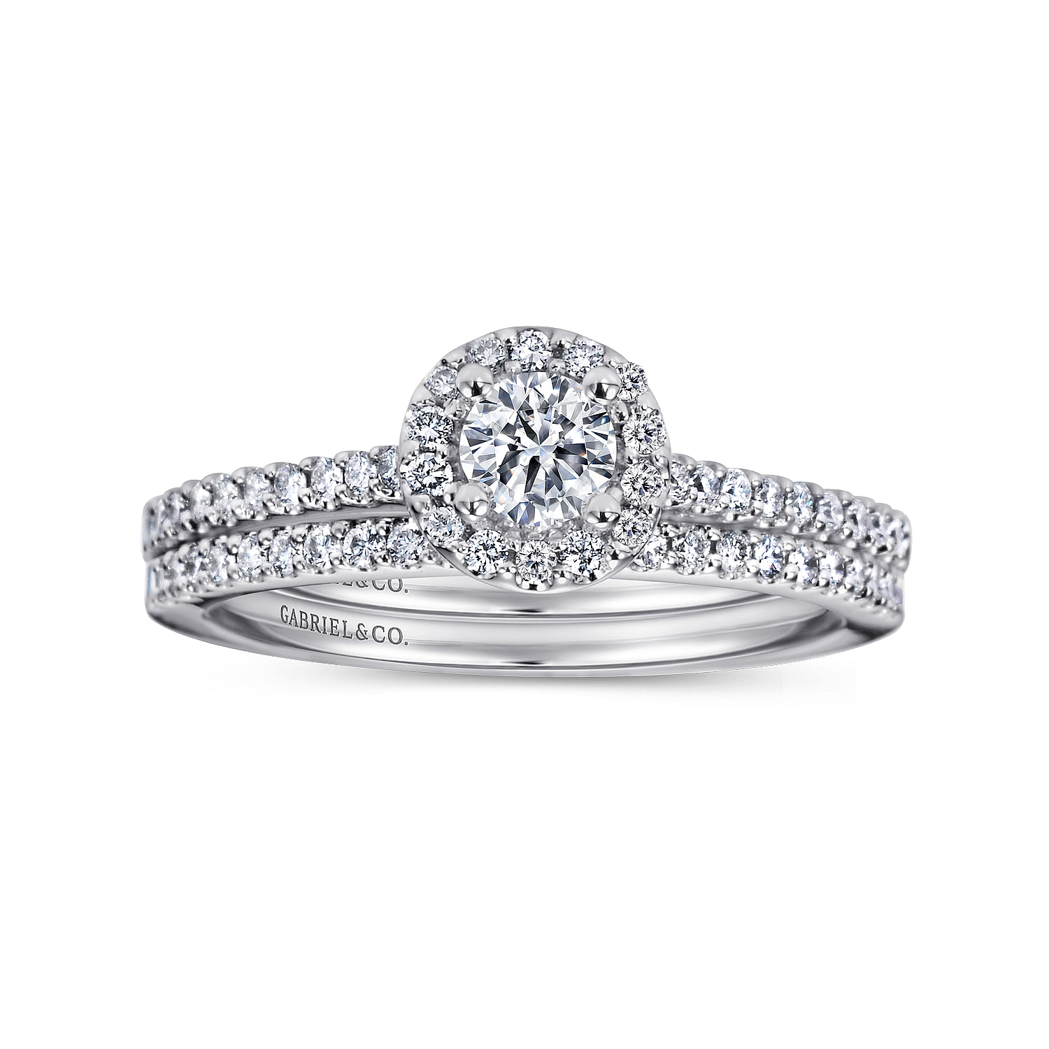 Carly - 14K White Gold Round Halo Diamond Engagement Ring - 0.19 ct - Shot 4