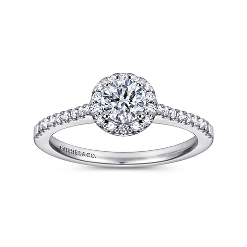 Carly - 14K White Gold Round Halo Diamond Engagement Ring - 0.19 ct - Shot 4
