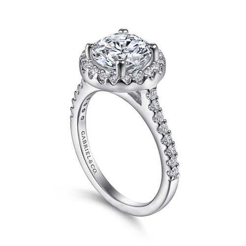 Carly - 14K White Gold Round Halo Diamond Engagement Ring - 0.41 ct - Shot 3