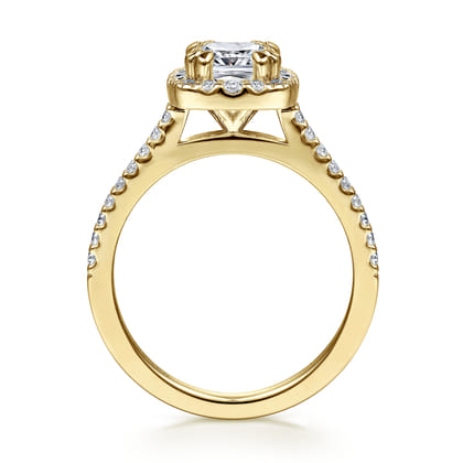 Carly - 14K Yellow Gold Cushion Halo Diamond Engagement Ring