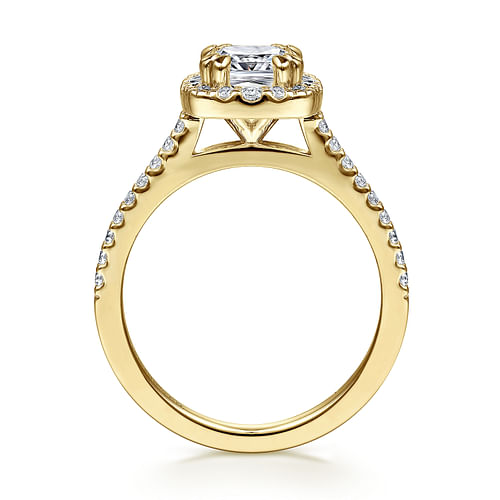 Carly - 14K Yellow Gold Cushion Halo Diamond Engagement Ring - 0.32 ct - Shot 2