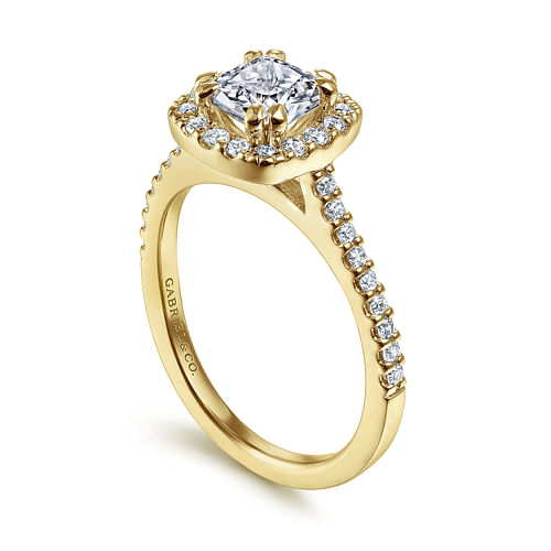 Carly - 14K Yellow Gold Cushion Halo Diamond Engagement Ring - 0.32 ct - Shot 3
