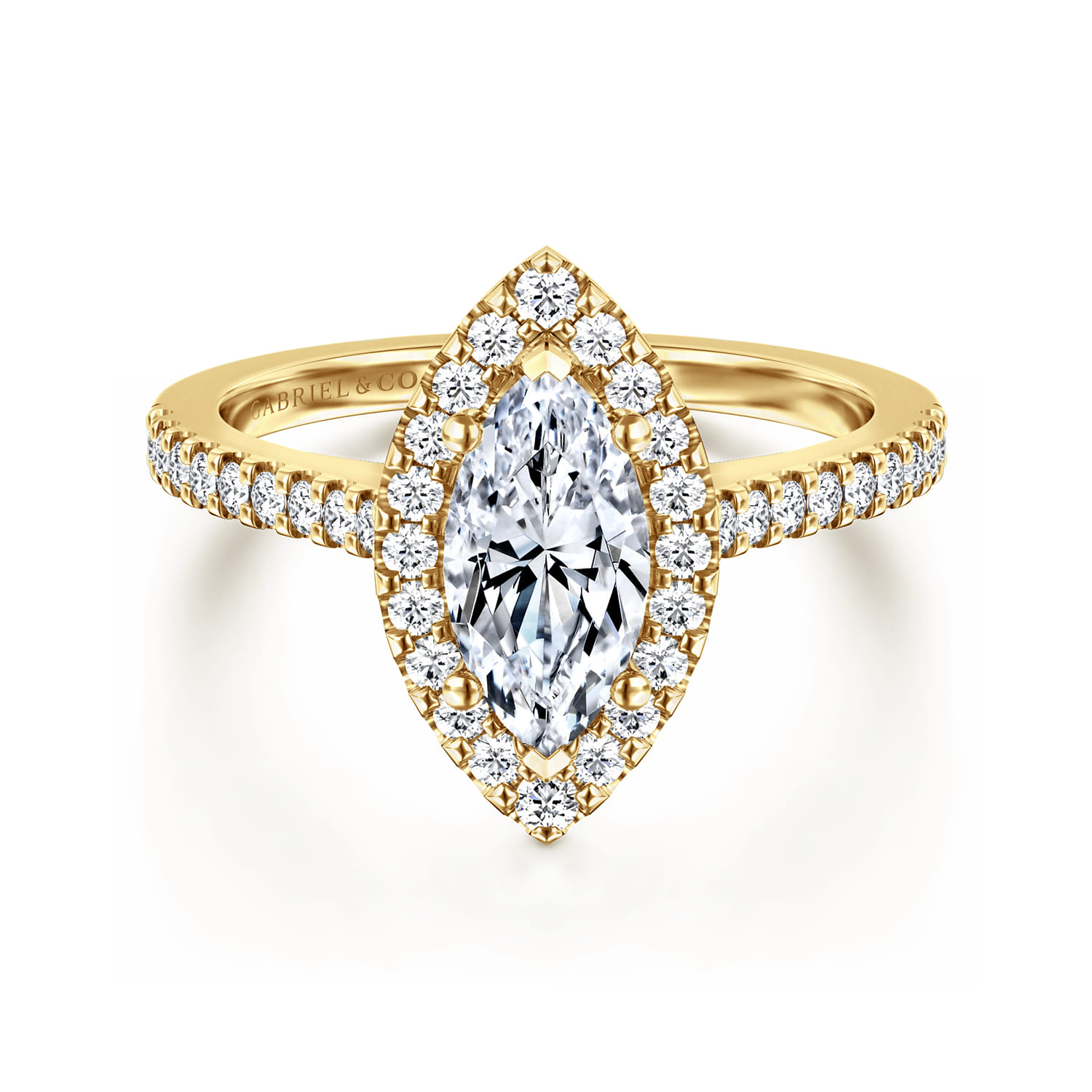 Carly - 14K Yellow Gold Marquise Halo Diamond Engagement Ring