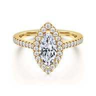 Carly - 14K Yellow Gold Marquise Halo Diamond Engagement Ring