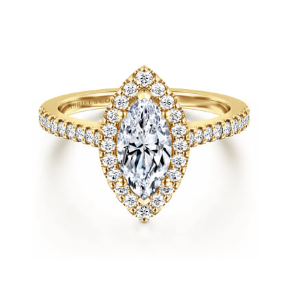 Carly - 14K Yellow Gold Marquise Halo Diamond Engagement Ring