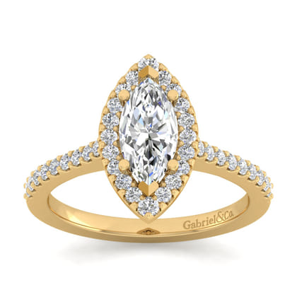 Carly - 14K Yellow Gold Marquise Halo Diamond Engagement Ring