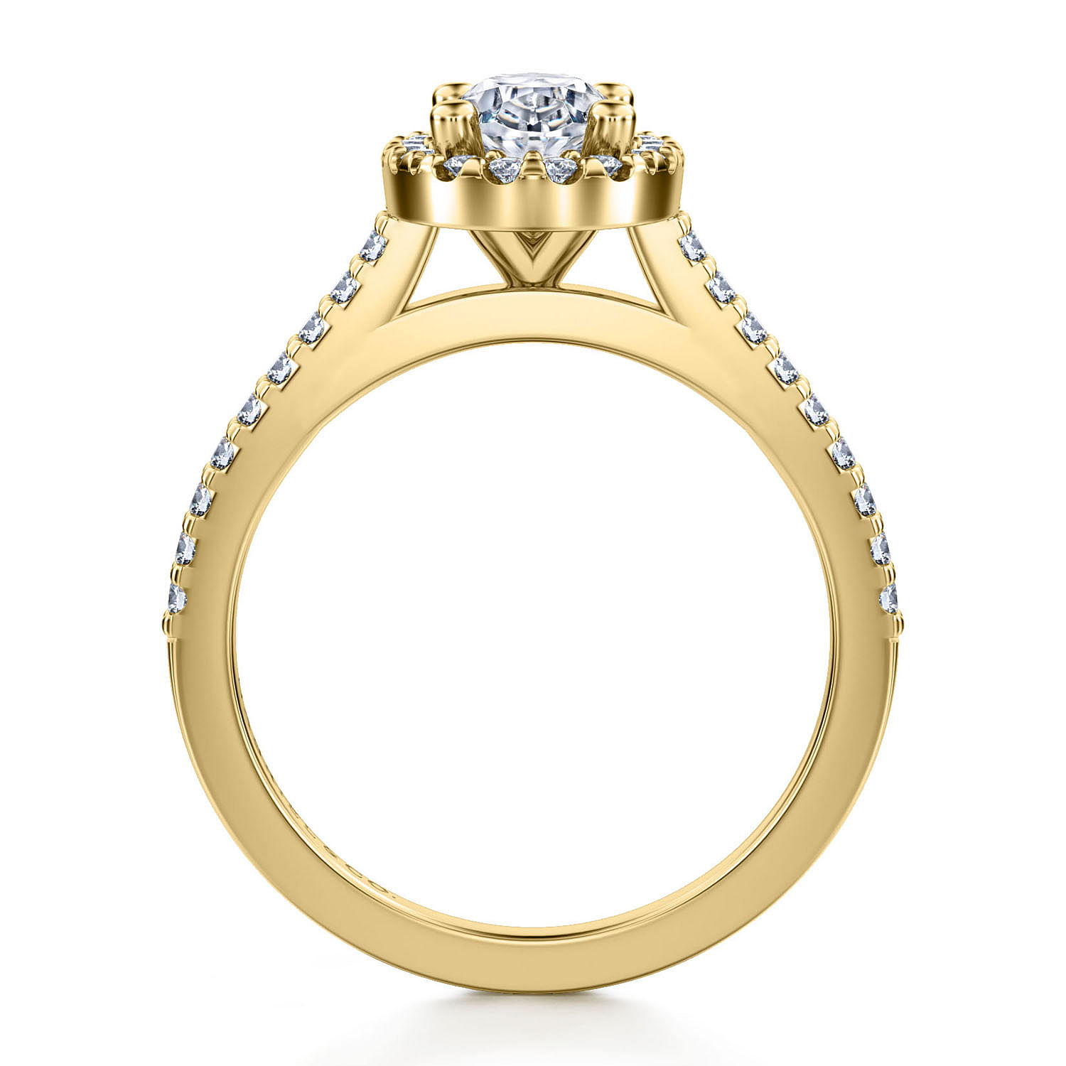 Carly - 14K Yellow Gold Oval Halo Diamond Engagement Ring