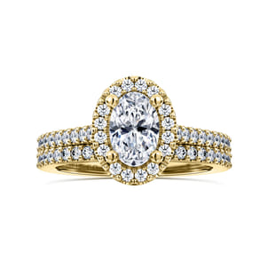 Carly - 14K Yellow Gold Oval Halo Diamond Engagement Ring