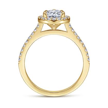 Carly - 14K Yellow Gold Pear Shape Halo Diamond Engagement Ring