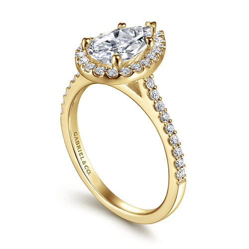 Carly - 14K Yellow Gold Pear Shape Halo Diamond Engagement Ring - 0.31 ct - Shot 3