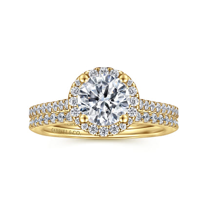Carly - 14K Yellow Gold Round Halo Diamond Engagement Ring