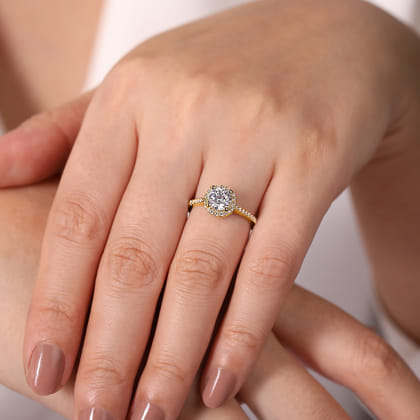Carly - 14K Yellow Gold Round Halo Diamond Engagement Ring