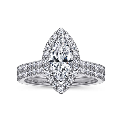 Carly - Platinum Marquise Halo Diamond Engagement Ring