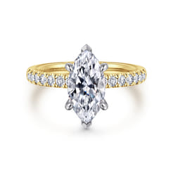 Carmellia - 14K White-Yellow Gold Marquise Shape Diamond Engagement Ring