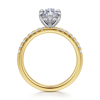 Carmellia - 14K White-Yellow Gold Marquise Shape Diamond Engagement Ring