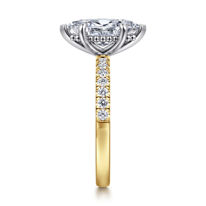 Carmellia - 14K White-Yellow Gold Marquise Shape Diamond Engagement Ring