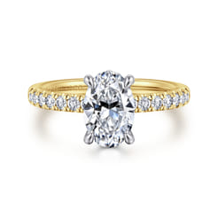 Carmellia - 14K White-Yellow Gold Oval Diamond Engagement Ring