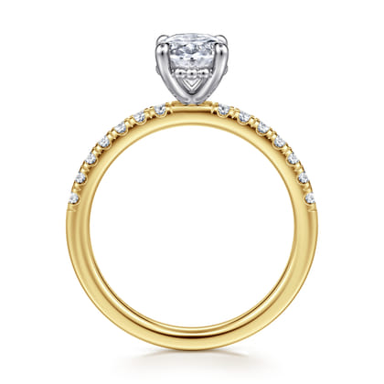 Carmellia - 14K White-Yellow Gold Oval Diamond Engagement Ring