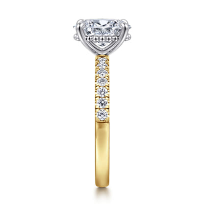 Carmellia - 14K White-Yellow Gold Oval Diamond Engagement Ring